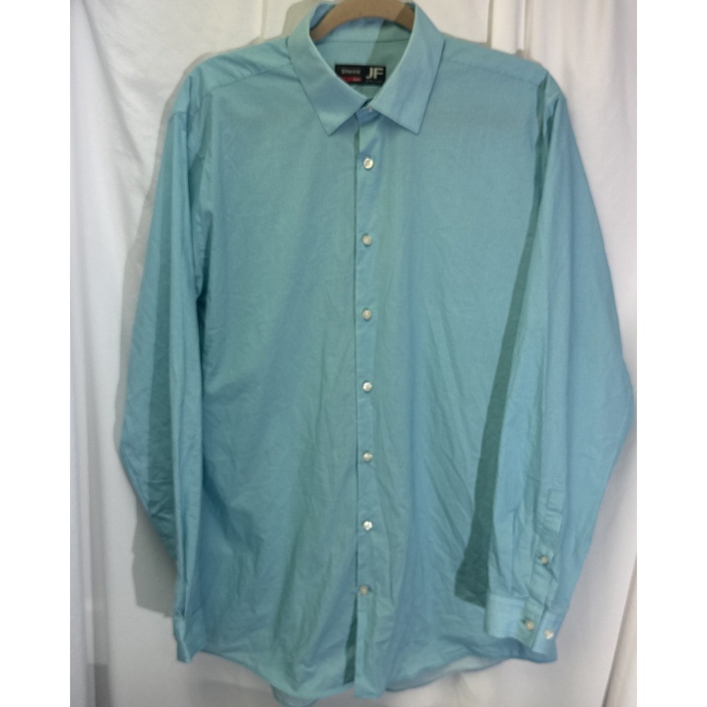 JF J. Ferrar Slim Stretch Button Down Men's casual‎ dress Shirt White Camo work